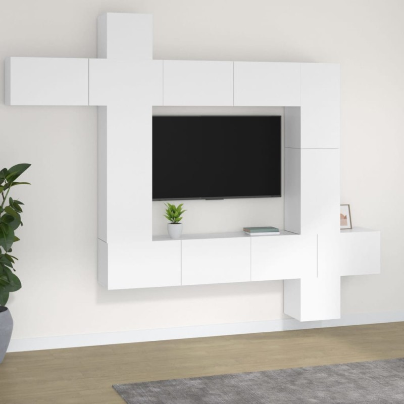 vidaXL 9-tlg. TV-Schrank-Set Weiß Holzwerkstoff vidaXL 9-tlg. TV-Schrank-Set Weiß Holzwerkstoff
