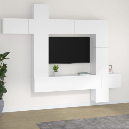 vidaXL 9-tlg. TV-Schrank-Set Weiß Holzwerkstoff