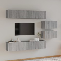 vidaXL 6-tlg. TV-Schrank-Set Grau Sonoma Holzwerkstoff