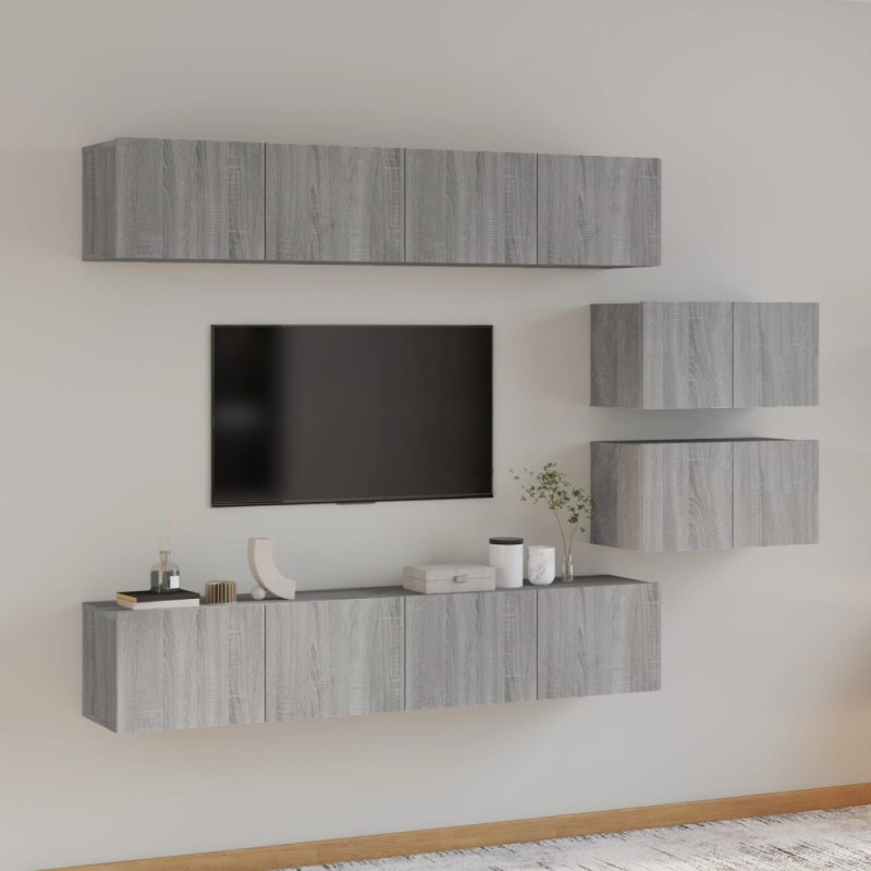 vidaXL 6-tlg. TV-Schrank-Set Grau Sonoma Holzwerkstoff vidaXL 6-tlg. TV-Schrank-Set Grau Sonoma Holzwerkstoff