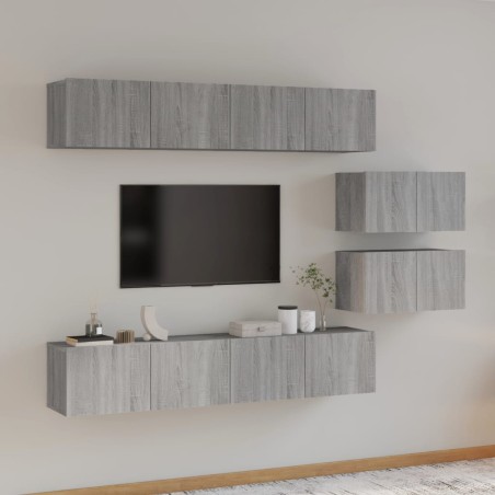 vidaXL 6-tlg. TV-Schrank-Set Grau Sonoma Holzwerkstoff