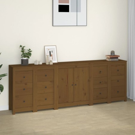 vidaXL Sideboard Honigbraun 230x35x80 cm Massivholz Kiefer