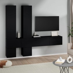 vidaXL TV-Wandschrank Schwarz Holzwerkstoff