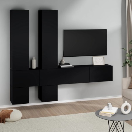 vidaXL TV-Wandschrank Schwarz Holzwerkstoff