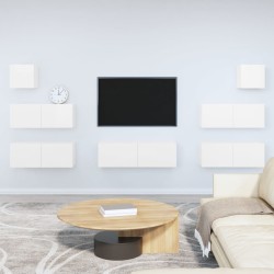 vidaXL 7-tlg. TV-Schrank-Set Hochglanz-Weiß Holzwerkstoff