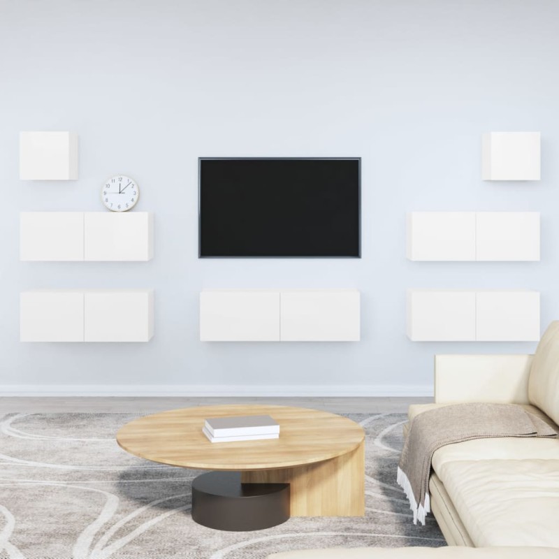 vidaXL 7-tlg. TV-Schrank-Set Hochglanz-Weiß Holzwerkstoff vidaXL 7-tlg. TV-Schrank-Set Hochglanz-Weiß Holzwerkstoff