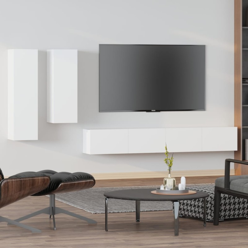 vidaXL 4-tlg. TV-Schrank-Set Weiß Holzwerkstoff vidaXL 4-tlg. TV-Schrank-Set Weiß Holzwerkstoff