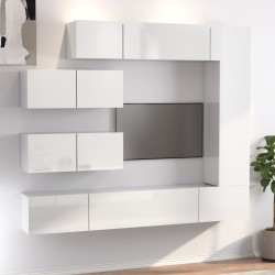 vidaXL 7-tlg. TV-Schrank-Set Hochglanz-Weiß Holzwerkstoff