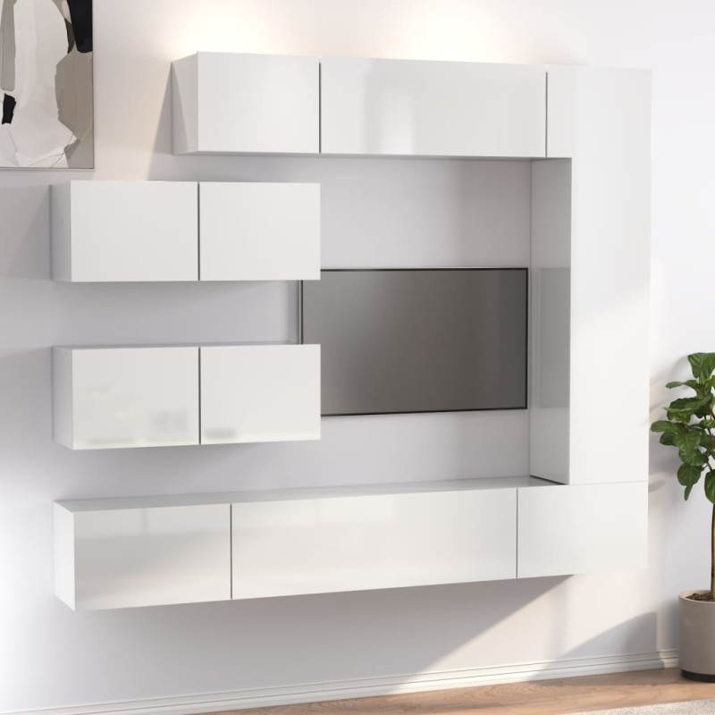 vidaXL 7-tlg. TV-Schrank-Set Hochglanz-Weiß Holzwerkstoff vidaXL 7-tlg. TV-Schrank-Set Hochglanz-Weiß Holzwerkstoff