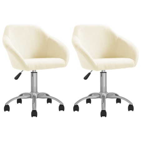 Esszimmerstühle 2 Stk. Drehbar Creme Stoff