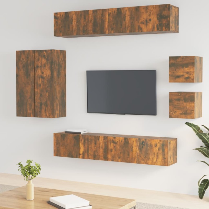 vidaXL 8-tlg. TV-Schrank-Set Räuchereiche Holzwerkstoff vidaXL 8-tlg. TV-Schrank-Set Räuchereiche Holzwerkstoff