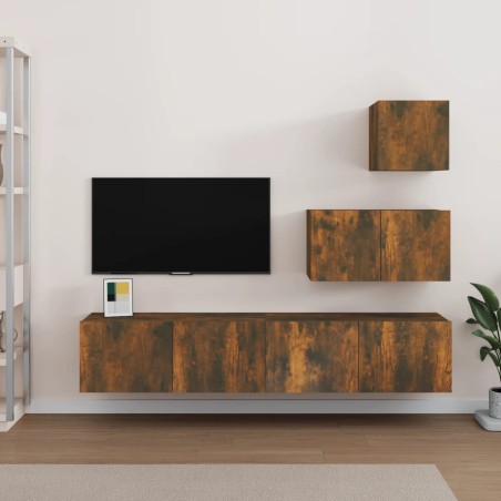 vidaXL 4-tlg. TV-Schrank-Set Räuchereiche Holzwerkstoff