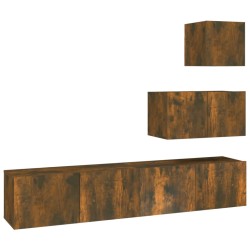 vidaXL 4-tlg. TV-Schrank-Set Räuchereiche Holzwerkstoff