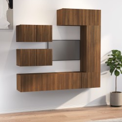 vidaXL 6-tlg. TV-Schrank-Set Braun Eichen-Optik Holzwerkstoff