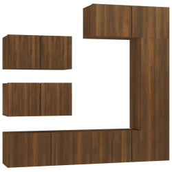 vidaXL 6-tlg. TV-Schrank-Set Braun Eichen-Optik Holzwerkstoff