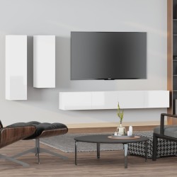 vidaXL 4-tlg. TV-Schrank-Set Hochglanz-Weiß Holzwerkstoff