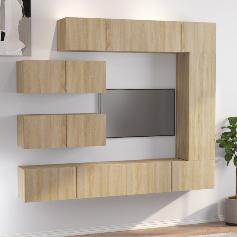 vidaXL 7-tlg. TV-Schrank-Set Sonoma-Eiche Holzwerkstoff vidaXL 7-tlg. TV-Schrank-Set Sonoma-Eiche Holzwerkstoff