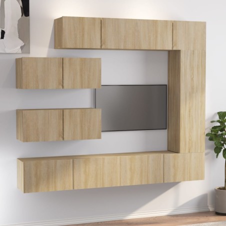 vidaXL 7-tlg. TV-Schrank-Set Sonoma-Eiche Holzwerkstoff