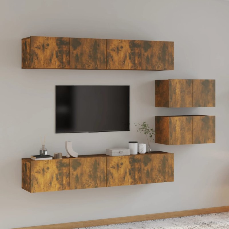 vidaXL 6-tlg. TV-Schrank-Set Räuchereiche Holzwerkstoff vidaXL 6-tlg. TV-Schrank-Set Räuchereiche Holzwerkstoff
