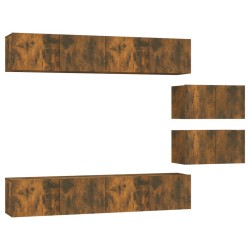 vidaXL 6-tlg. TV-Schrank-Set Räuchereiche Holzwerkstoff