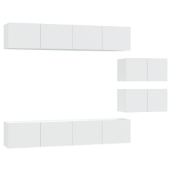 vidaXL 6-tlg. TV-Schrank-Set Weiß Holzwerkstoff