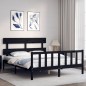 Massivholzbett mit Kopfteil Schwarz 160x200 cm Massivholzbett mit Kopfteil Schwarz 160x200 cm