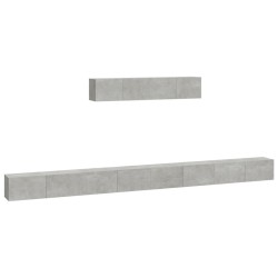 vidaXL 6-tlg. TV-Schrank-Set Betongrau Holzwerkstoff