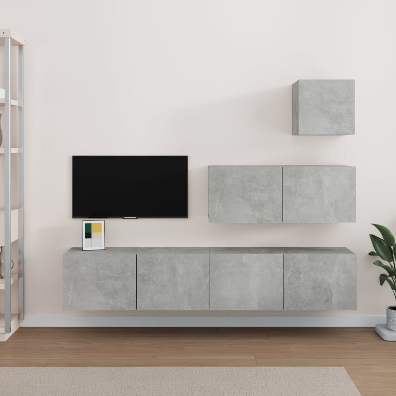 vidaXL 4-tlg. TV-Schrank-Set Betongrau Holzwerkstoff vidaXL 4-tlg. TV-Schrank-Set Betongrau Holzwerkstoff