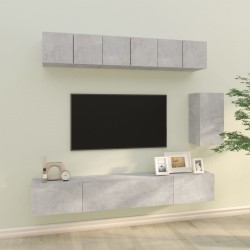 vidaXL 6-tlg. TV-Schrank-Set Betongrau Holzwerkstoff
