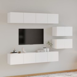 vidaXL 6-tlg. TV-Schrank-Set Hochglanz-Weiß Holzwerkstoff