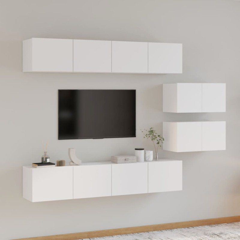 vidaXL 6-tlg. TV-Schrank-Set Hochglanz-Weiß Holzwerkstoff vidaXL 6-tlg. TV-Schrank-Set Hochglanz-Weiß Holzwerkstoff