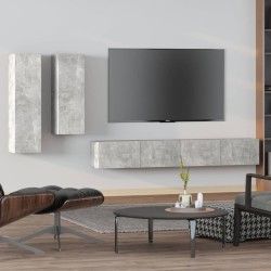 vidaXL 4-tlg. TV-Schrank-Set Betongrau Holzwerkstoff