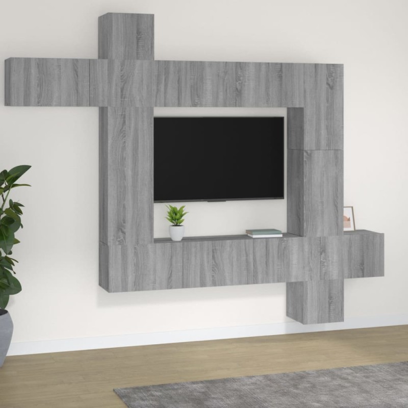 vidaXL 9-tlg. TV-Schrank-Set Grau Sonoma Holzwerkstoff vidaXL 9-tlg. TV-Schrank-Set Grau Sonoma Holzwerkstoff