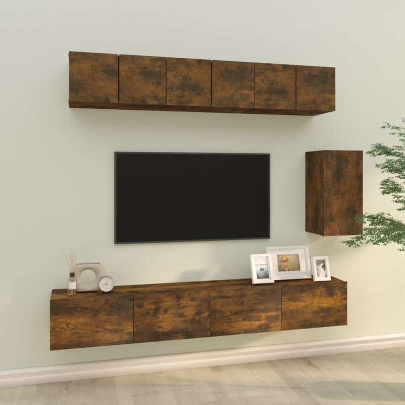 vidaXL 6-tlg. TV-Schrank-Set Räuchereiche Holzwerkstoff vidaXL 6-tlg. TV-Schrank-Set Räuchereiche Holzwerkstoff