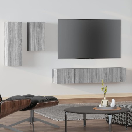 vidaXL 4-tlg. TV-Schrank-Set Grau Sonoma Holzwerkstoff