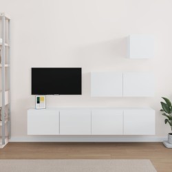 vidaXL 4-tlg. TV-Schrank-Set Hochglanz-Weiß Holzwerkstoff
