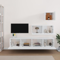 vidaXL 4-tlg. TV-Schrank-Set Hochglanz-Weiß Holzwerkstoff