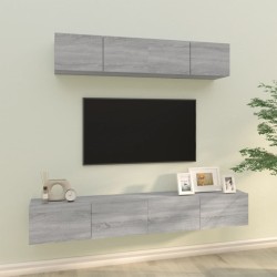 vidaXL 4-tlg. TV-Schrank-Set Grau Sonoma Holzwerkstoff