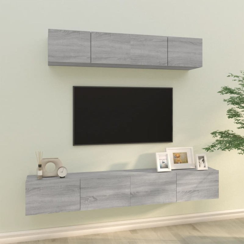vidaXL 4-tlg. TV-Schrank-Set Grau Sonoma Holzwerkstoff vidaXL 4-tlg. TV-Schrank-Set Grau Sonoma Holzwerkstoff