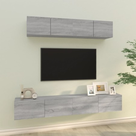 vidaXL 4-tlg. TV-Schrank-Set Grau Sonoma Holzwerkstoff
