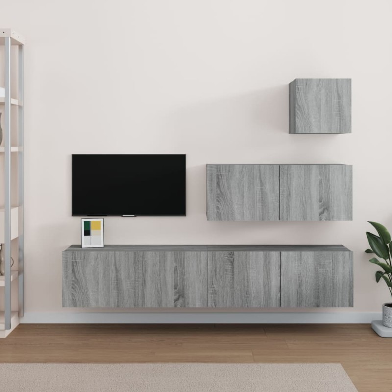 vidaXL 4-tlg. TV-Schrank-Set Grau Sonoma Holzwerkstoff vidaXL 4-tlg. TV-Schrank-Set Grau Sonoma Holzwerkstoff