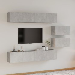 vidaXL 6-tlg. TV-Schrank-Set Betongrau Holzwerkstoff