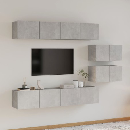 vidaXL 6-tlg. TV-Schrank-Set Betongrau Holzwerkstoff