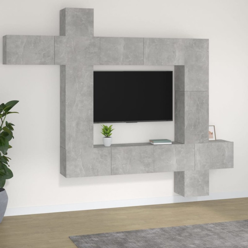 vidaXL 9-tlg. TV-Schrank-Set Betongrau Holzwerkstoff vidaXL 9-tlg. TV-Schrank-Set Betongrau Holzwerkstoff