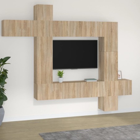 vidaXL 9-tlg. TV-Schrank-Set Sonoma-Eiche Holzwerkstoff