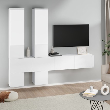 vidaXL TV-Wandschrank Hochglanz-Weiß Holzwerkstoff