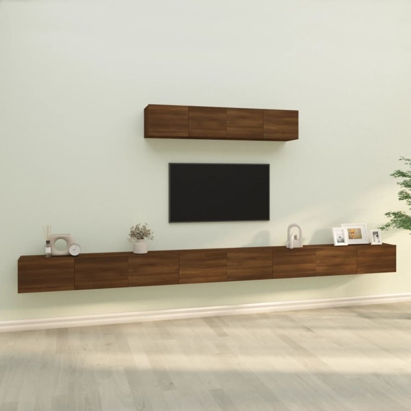 vidaXL 6-tlg. TV-Schrank-Set Braun Eichen-Optik Holzwerkstoff vidaXL 6-tlg. TV-Schrank-Set Braun Eichen-Optik Holzwerkstoff