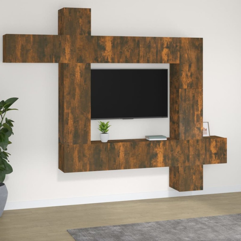 vidaXL 9-tlg. TV-Schrank-Set Räuchereiche Holzwerkstoff vidaXL 9-tlg. TV-Schrank-Set Räuchereiche Holzwerkstoff