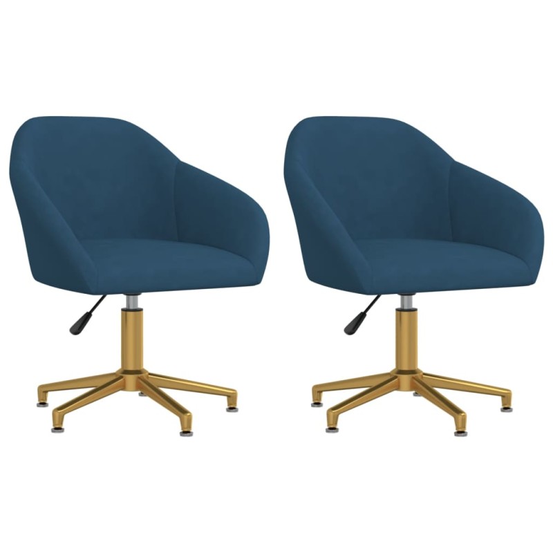 Esszimmerstühle 2 Stk. Drehbar Blau Samt Esszimmerstühle 2 Stk. Drehbar Blau Samt