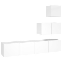 vidaXL 4-tlg. TV-Schrank-Set Hochglanz-Weiß Holzwerkstoff